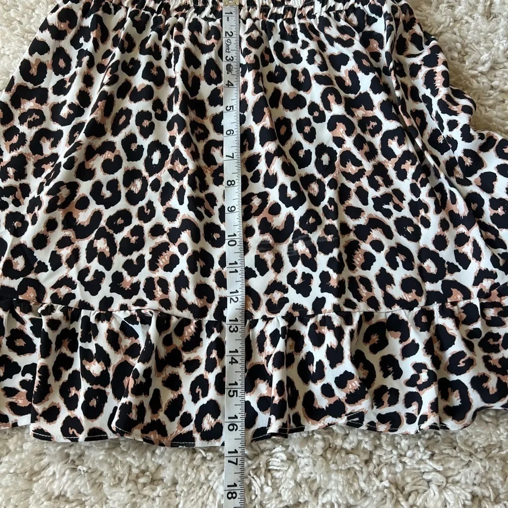 Princess Polly elastic waist animal print leopard ruffle mini skirt size 4
